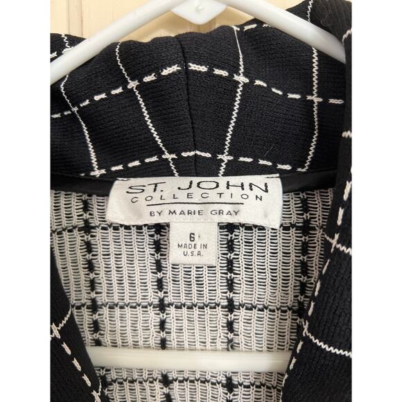 St.John by Marie Gray size 6 black & white zip up jacket sweater cardigan - Picture 3 of 4